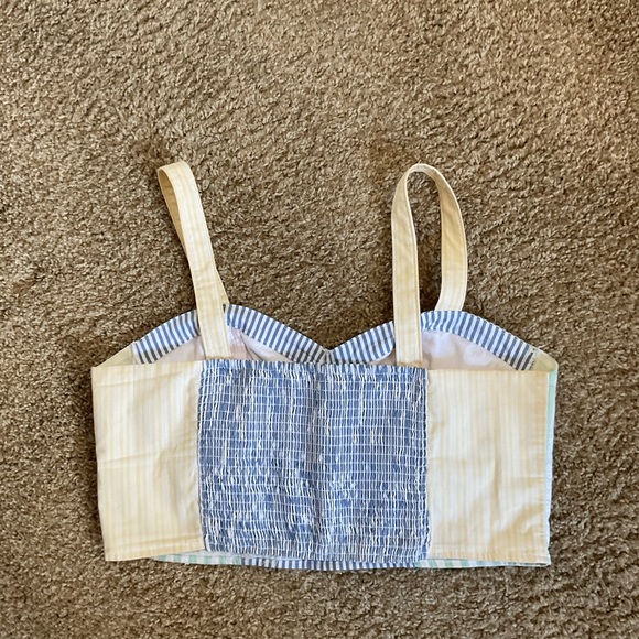 Hollister XL Preppy Striped Bustier Top Blue Green Pink Corset Tank Y2K Coquette - Picture 4 of 4